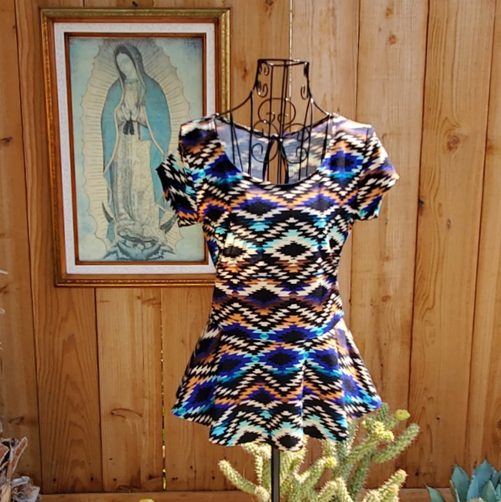 Charlotte Russe Aztec Peblum Top Medium